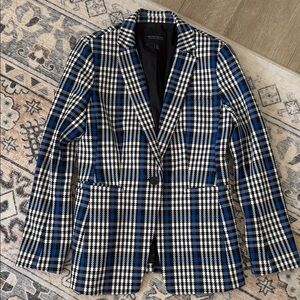 BANANA REPUBLIC petite plaid long and lean stretch blazer 2P